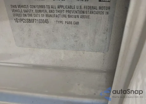 2015 Chevrolet Cruze 1Lt Auto из США, поврежденный, VIN 1G1PC5SB6F7103045